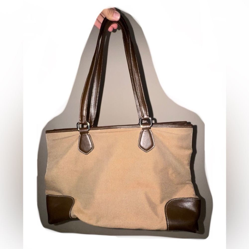 Prada Vintage Canvas Leather Tote Bag - Picture 2 of 6